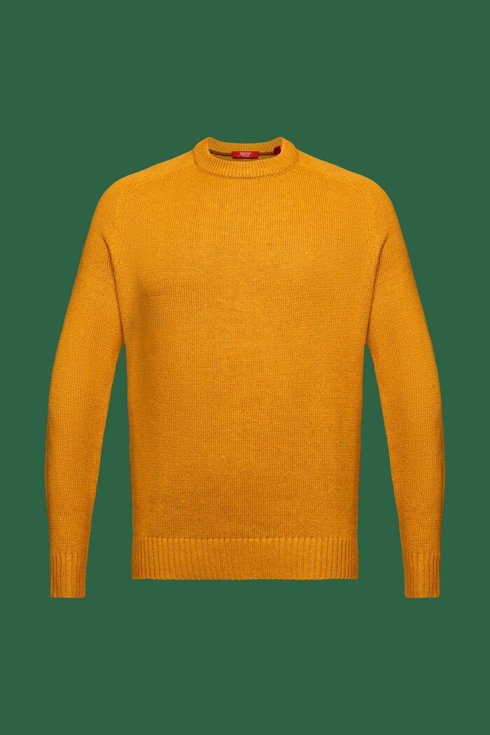 Nakrapiany sweter z okrągłym dekoltem, AMBER YELLOW, detail image number 6