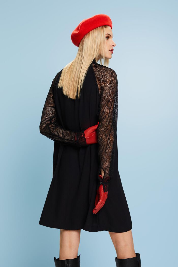 Sukienka mini z koronką, BLACK, detail image number 3