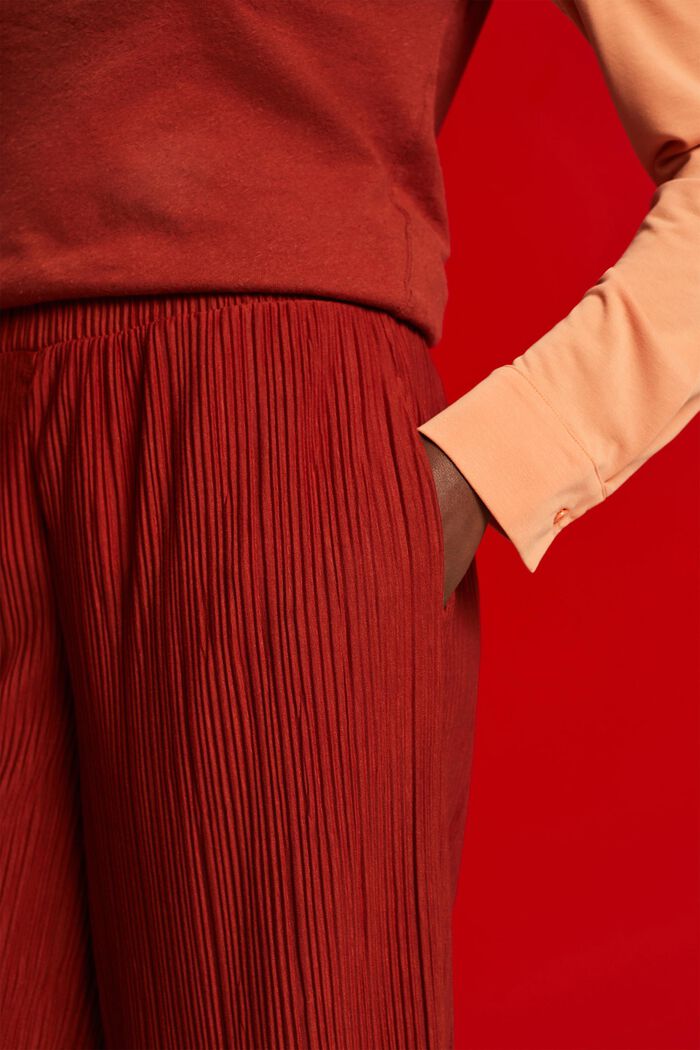 Spodnie z miękkiego dżerseju z plisami, TERRACOTTA, detail image number 2