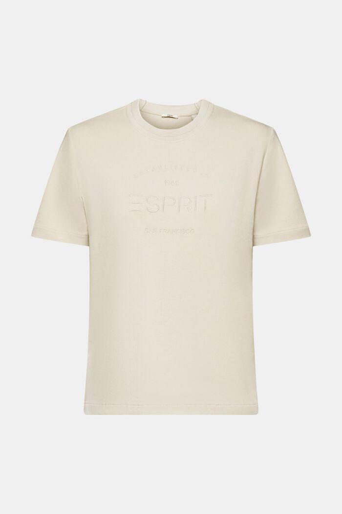 T-shirt z bawełny organicznej z haftowanym logo, LIGHT TAUPE, detail image number 6