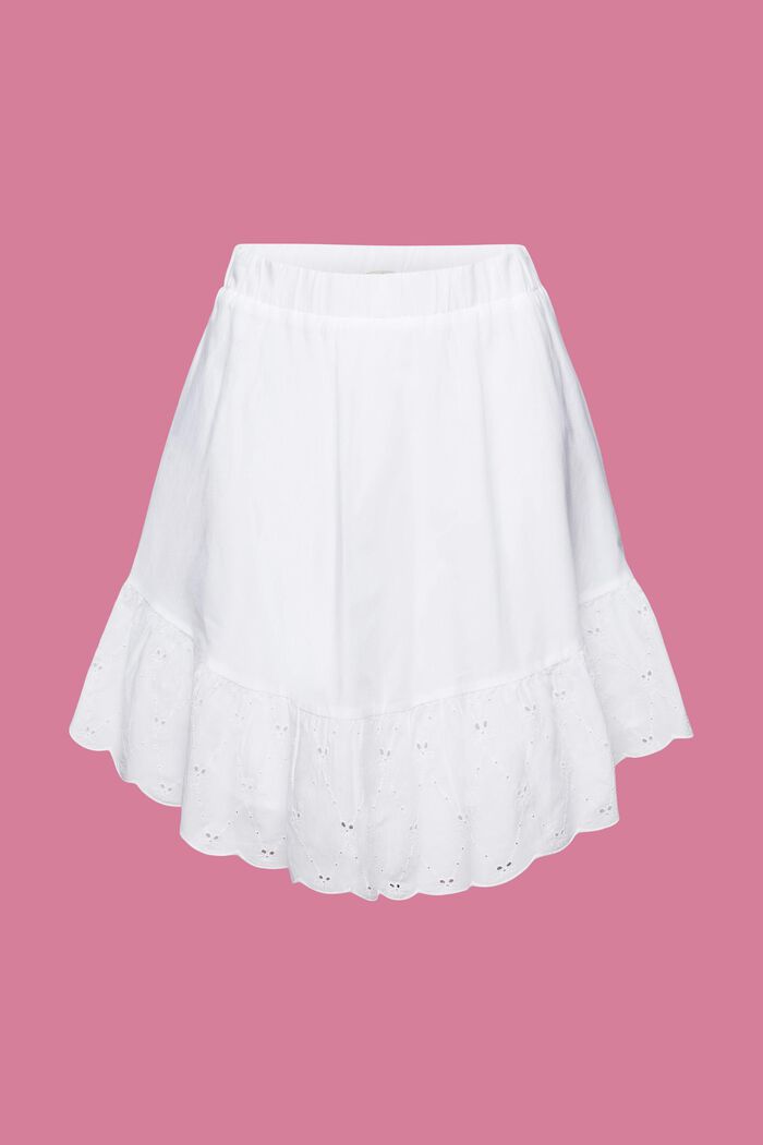 Haftowana spódniczka mini z bawełny, WHITE, detail image number 6