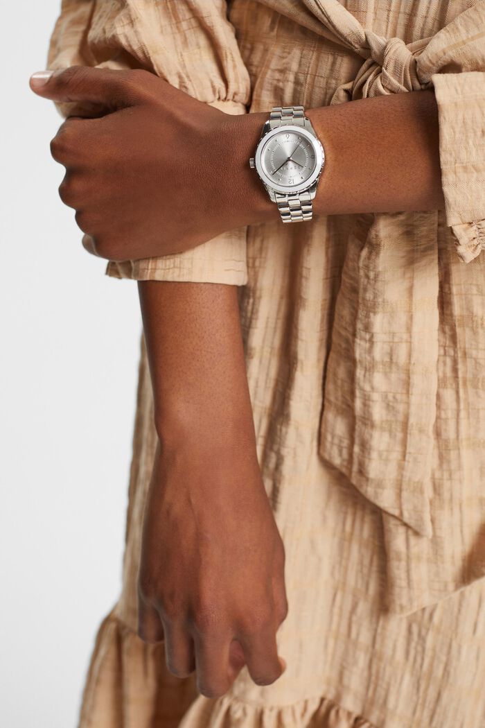 Zegarek ze stali szlachetnej z ceramiczną ramką szkiełka zegarka, SILVER, detail image number 2