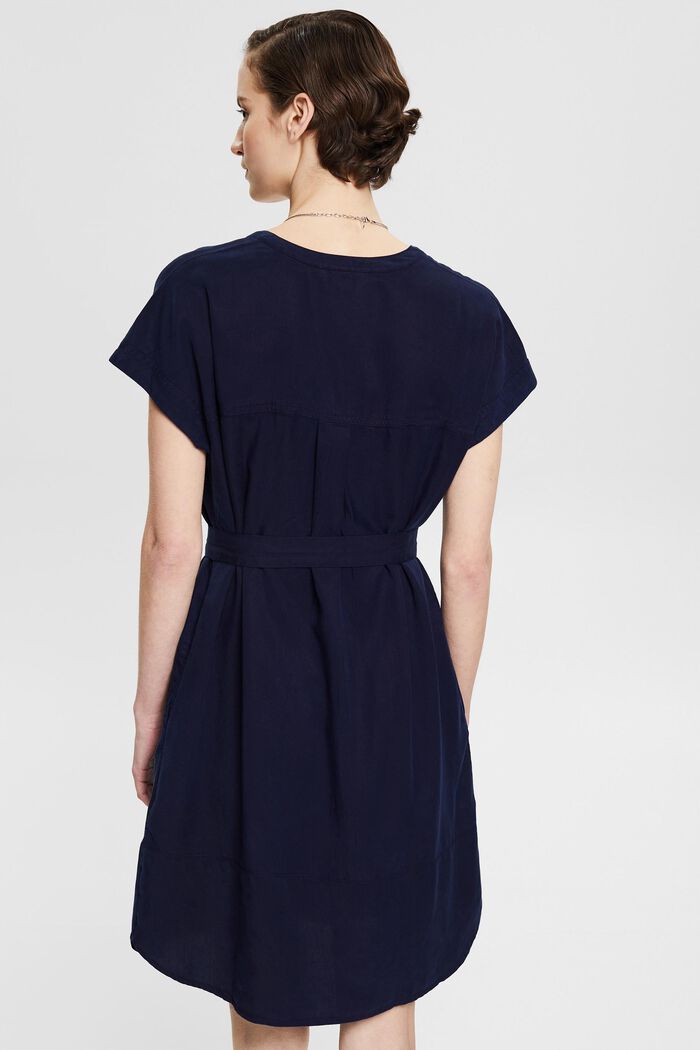 Z włókna TENCEL™:  sukienka w stylu tuniki z paskiem, NAVY, detail image number 2