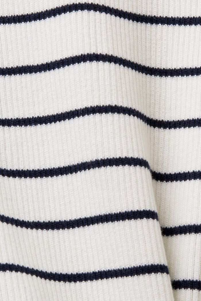 Sweter z krótkim rękawem w paski, 100% bawełny, OFF WHITE, detail image number 5
