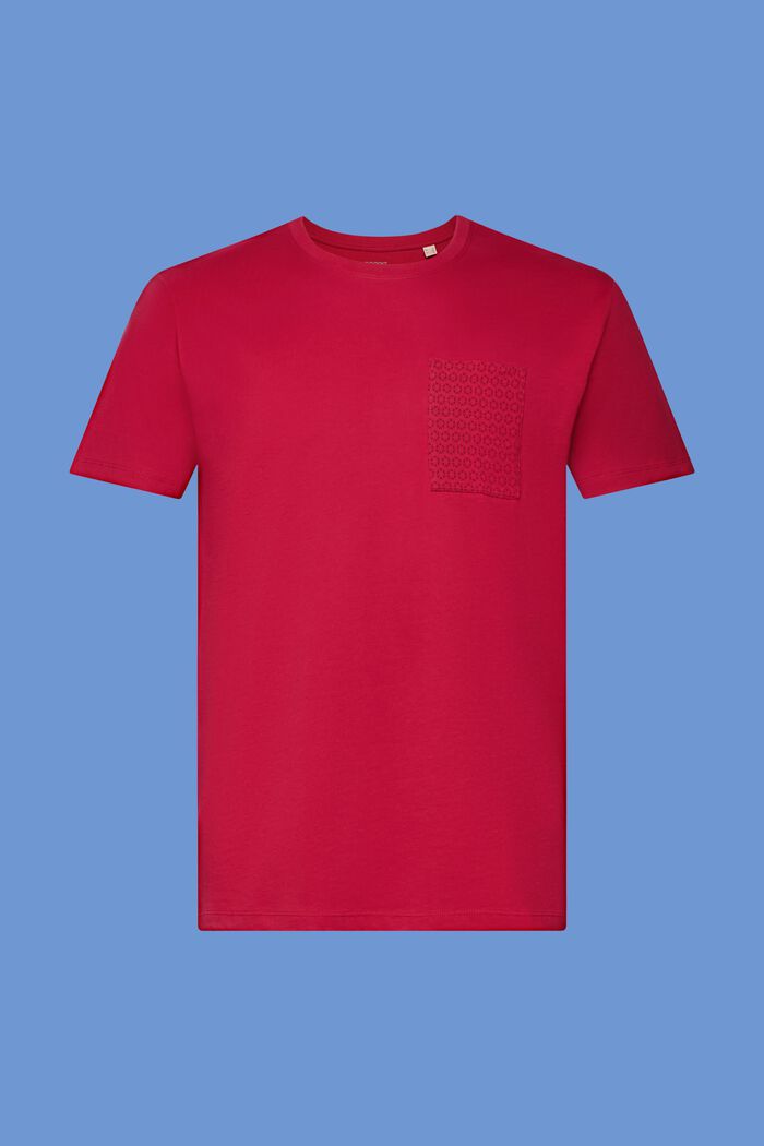 T-shirt ze zrównoważonej bawełny z kieszonką na piersi, DARK PINK, detail image number 6