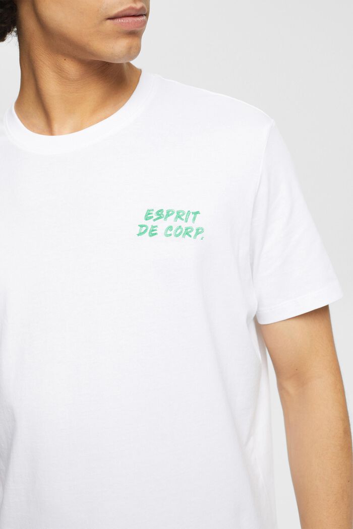 T-shirt z dżerseju z haftowanym logo, WHITE, detail image number 2
