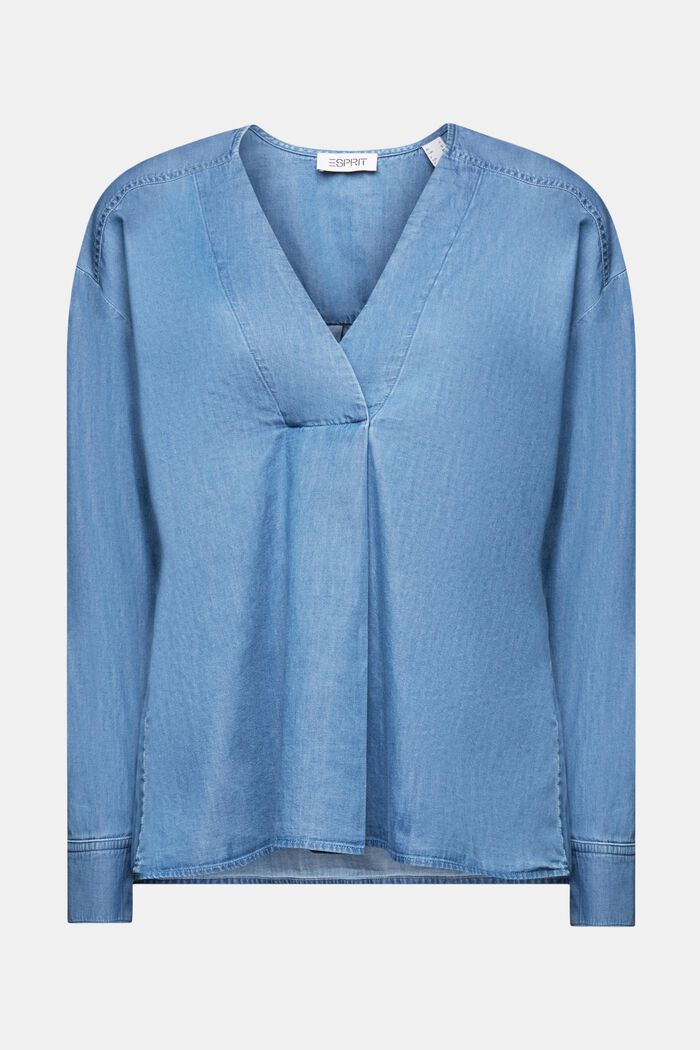 Cienka, dżinsowa bluzka, BLUE LIGHT WASHED, detail image number 6