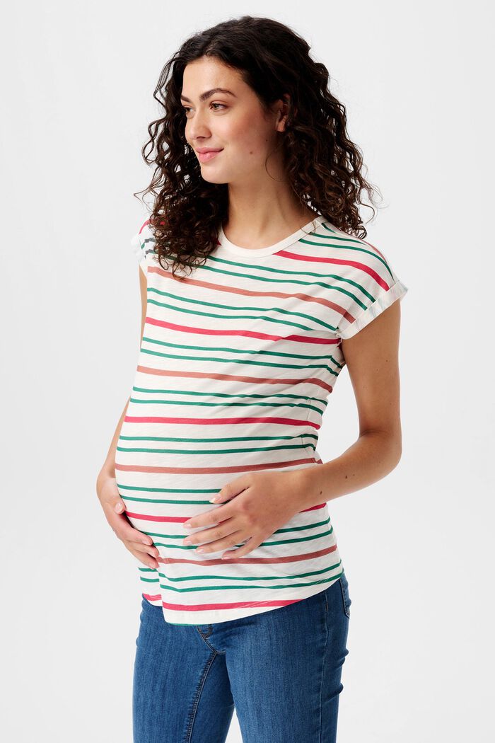 T-shirt ciążowy w paski, OFF WHITE, detail image number 0