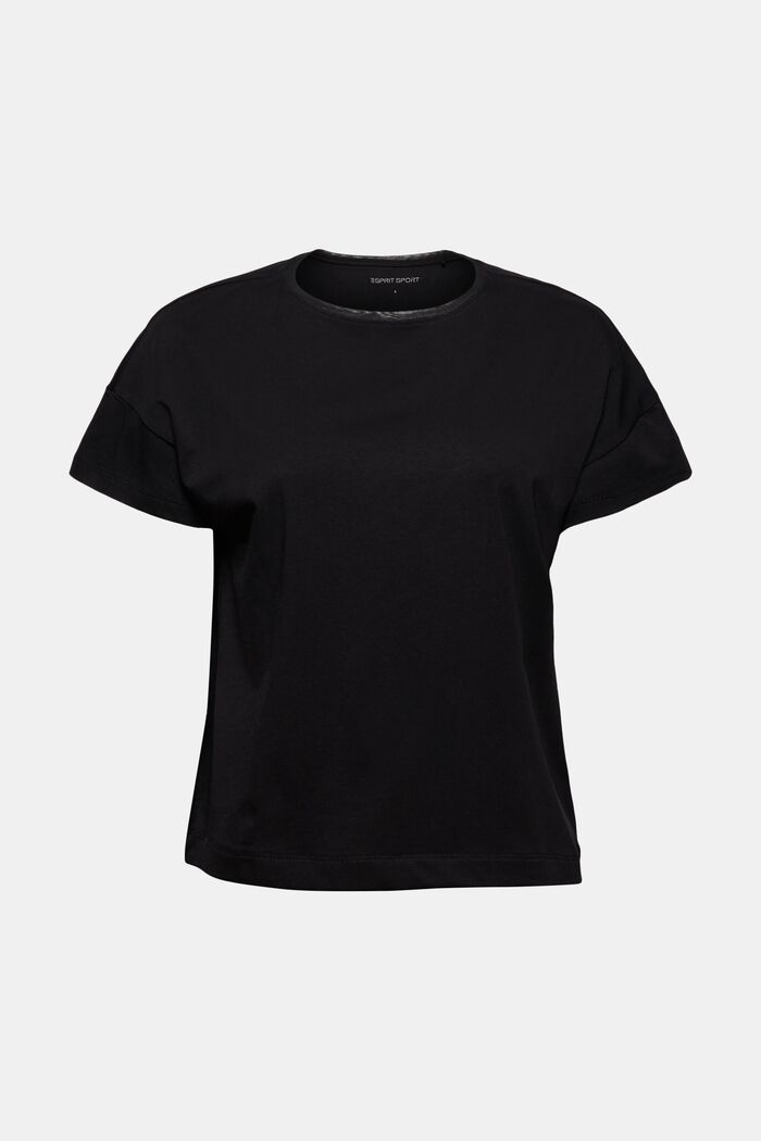 Pudełkowy T-shirt z siateczką, bawełna ekologiczna, BLACK, detail image number 7