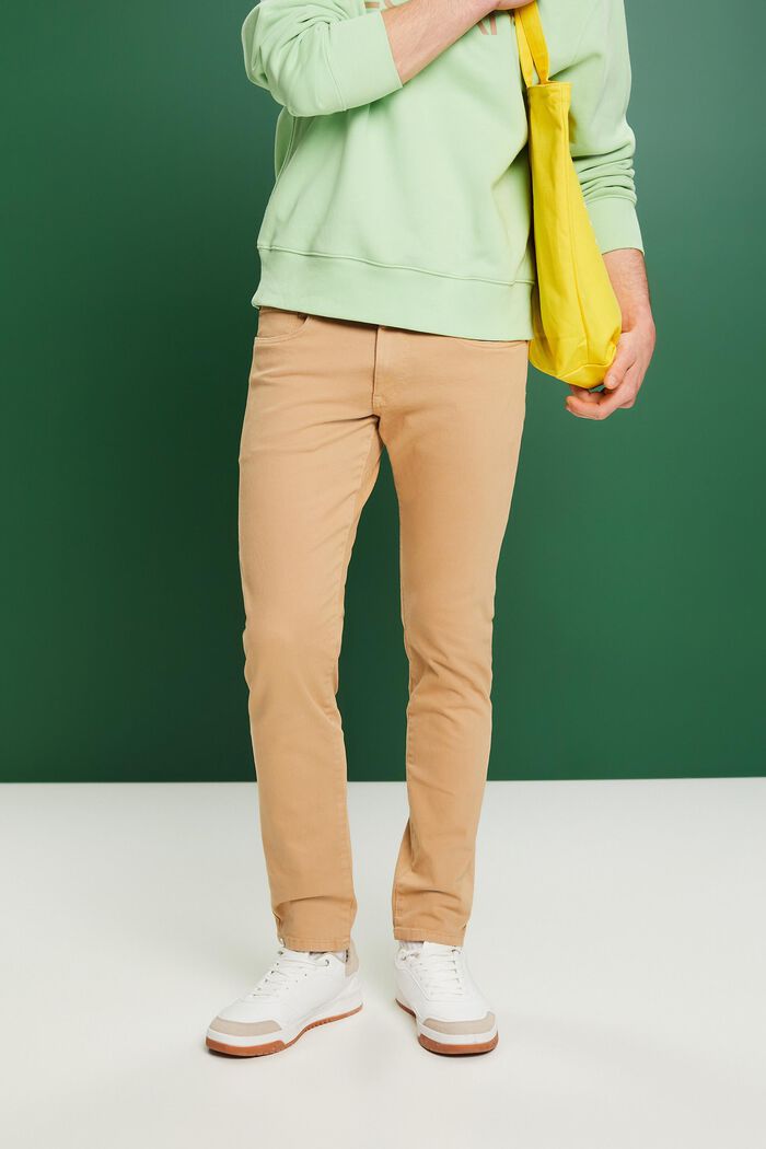 Spodnie slim fit, bawełna organiczna, BEIGE, detail image number 0