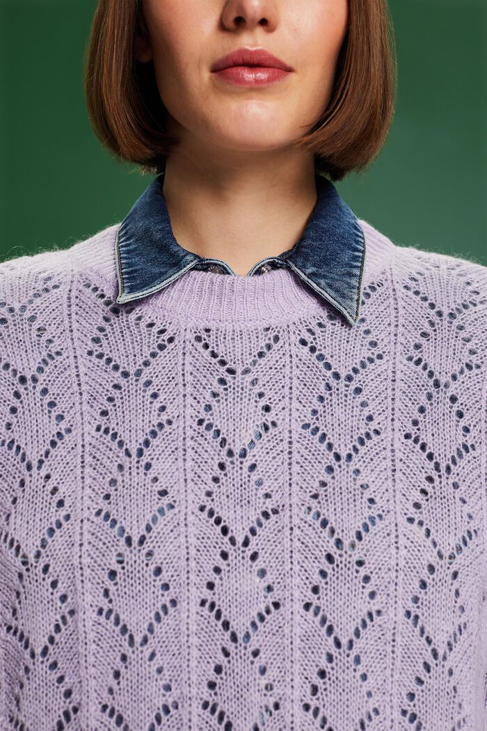 Sweter o luźnym splocie z mieszanki z wełną, LAVENDER, detail image number 3