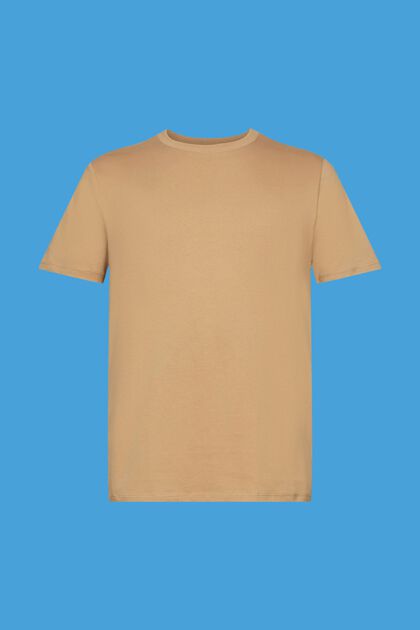 Bawełniany T-shirt, slim fit, BEIGE, overview