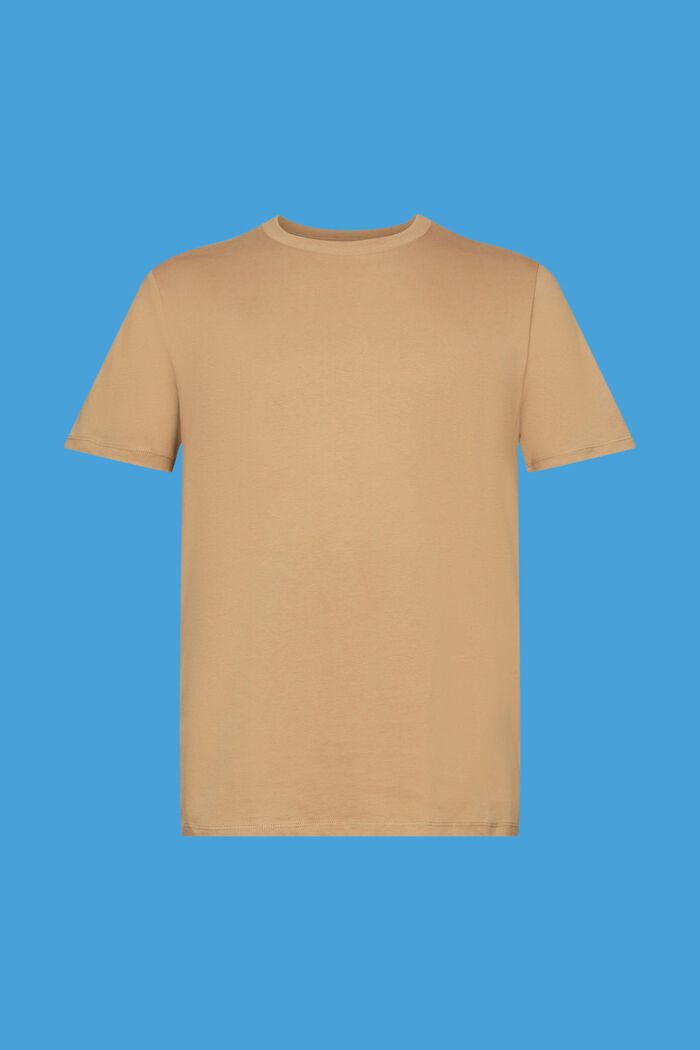 Bawełniany T-shirt, slim fit, BEIGE, detail image number 5