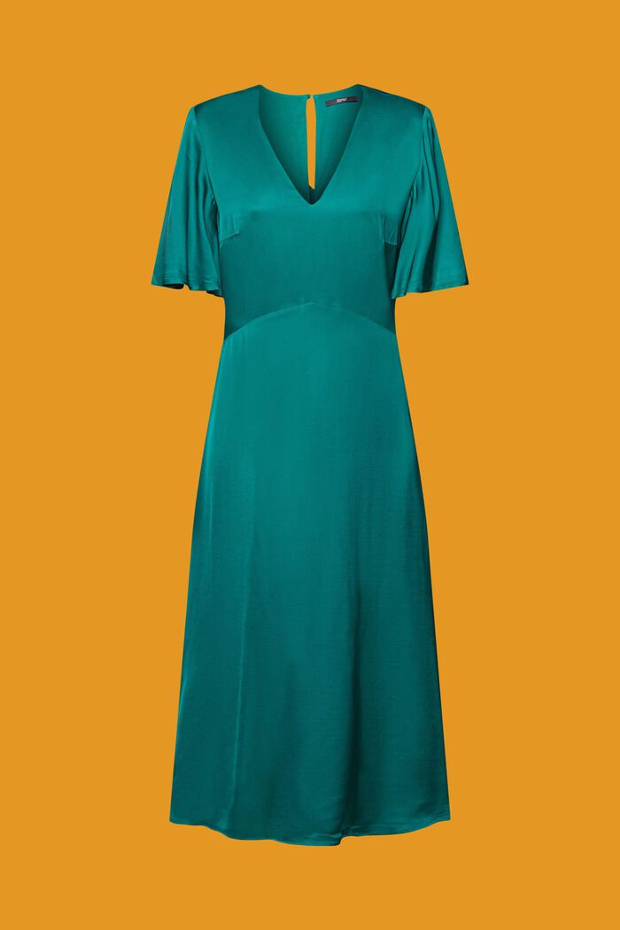 Satynowa sukienka midi, EMERALD GREEN, detail image number 6