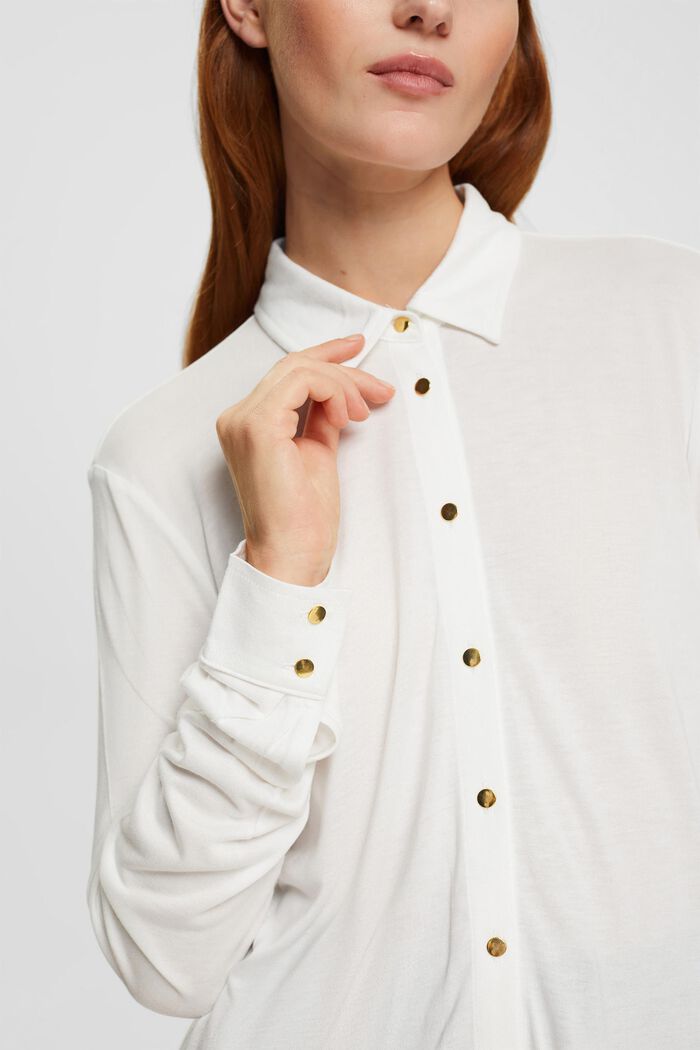 Koszulka z długim rękawem zapinana na guziki, LENZING™ ECOVERO™, OFF WHITE, detail image number 3