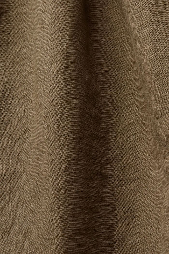 Bluzka bez rękawów z bawełny i lnu, KHAKI GREEN, detail image number 5