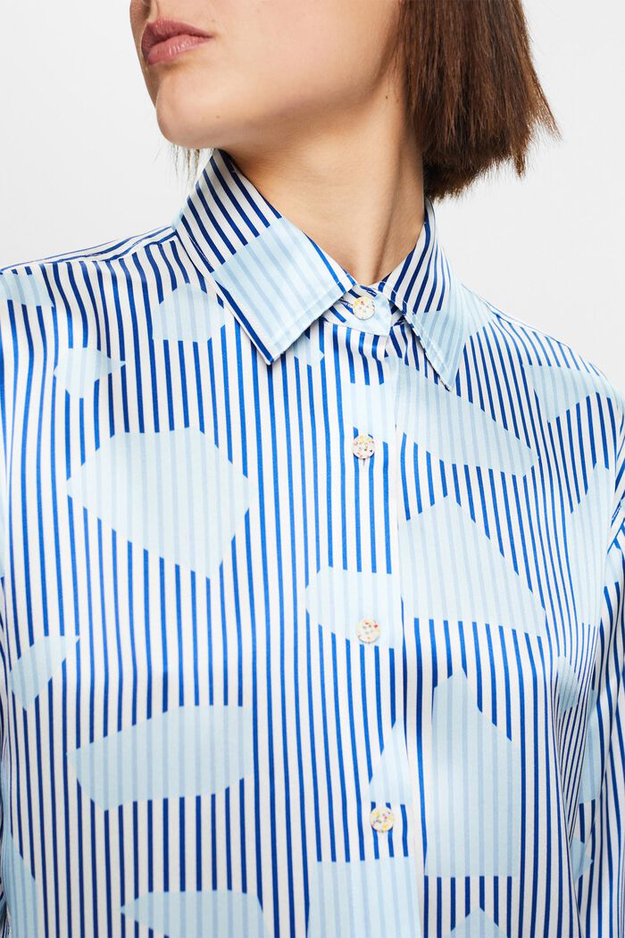 Jedwabna koszula z nadrukiem, BRIGHT BLUE, detail image number 3