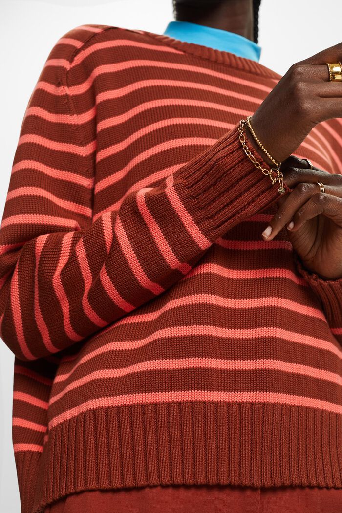 Sweter w paski, 100% bawełna, RUST BROWN, detail image number 2