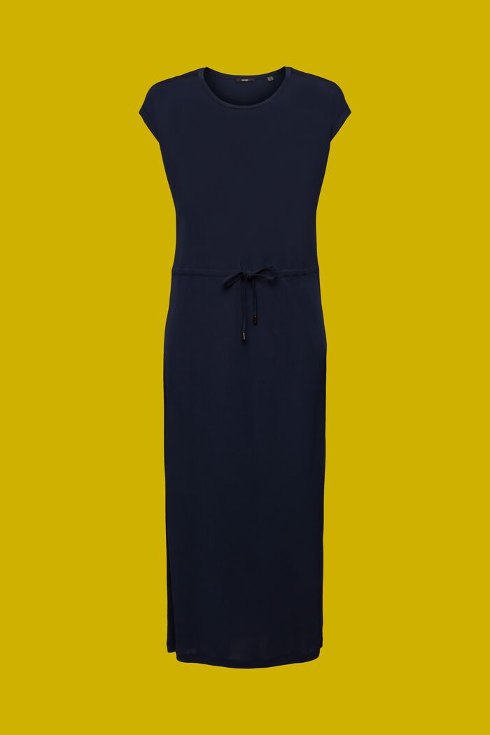 Krepowa sukienka midi ze ściąganym sznurkiem, NAVY, detail image number 6