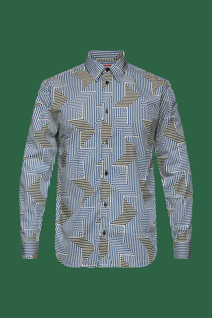 Koszula z geometrycznym nadrukiem, fason regular fit, BRIGHT BLUE, detail image number 5