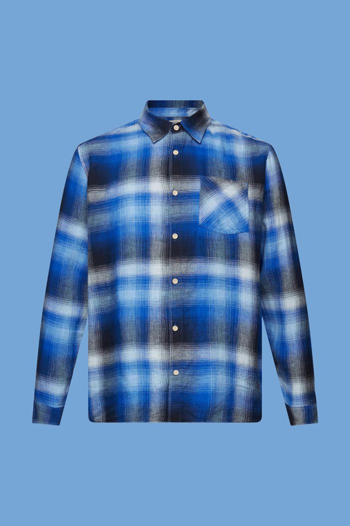 Koszula z tartanu z mieszanki bawełny i konopi w kratę, BLUE, detail image number 6