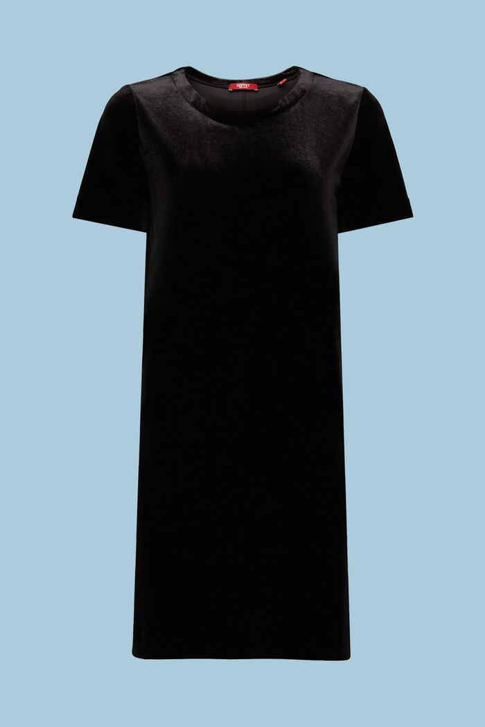 Aksamitna sukienka midi z krótkimi rękawami, BLACK, detail image number 6