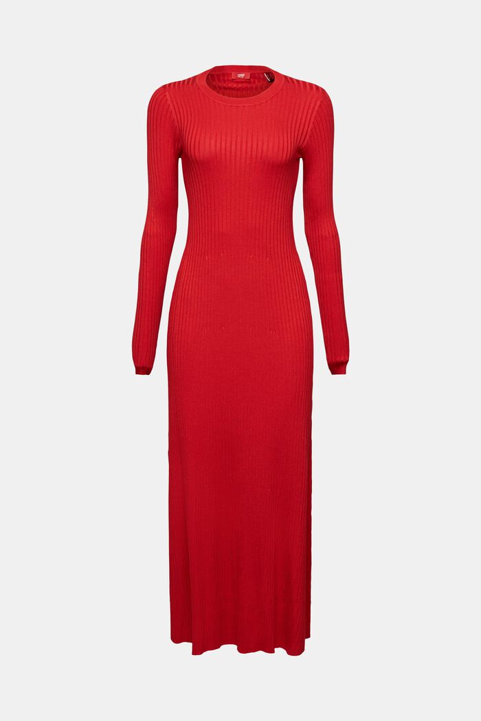 Sukienka maxi z prążkowanej dzianiny, DARK RED, detail image number 8