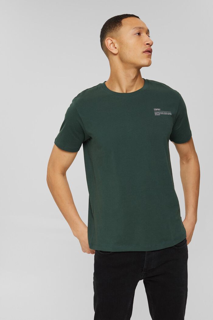 Dżersejowy T-shirt z nadrukiem, 100% bawełny ekologicznej, TEAL BLUE, detail image number 0