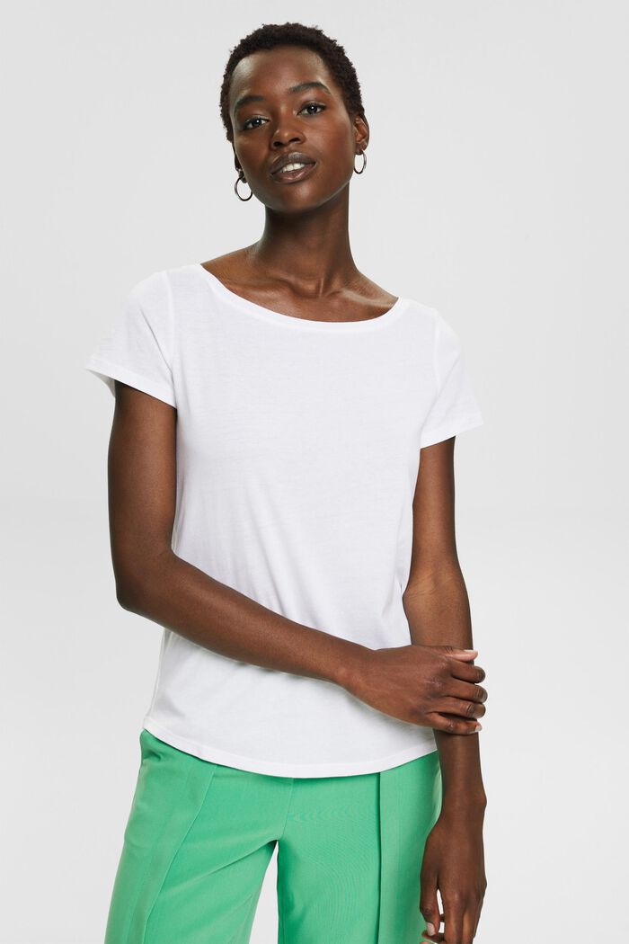 Dwupak: T-shirt z linii basic, mieszanka bawełny ekologicznej, WHITE, detail image number 0