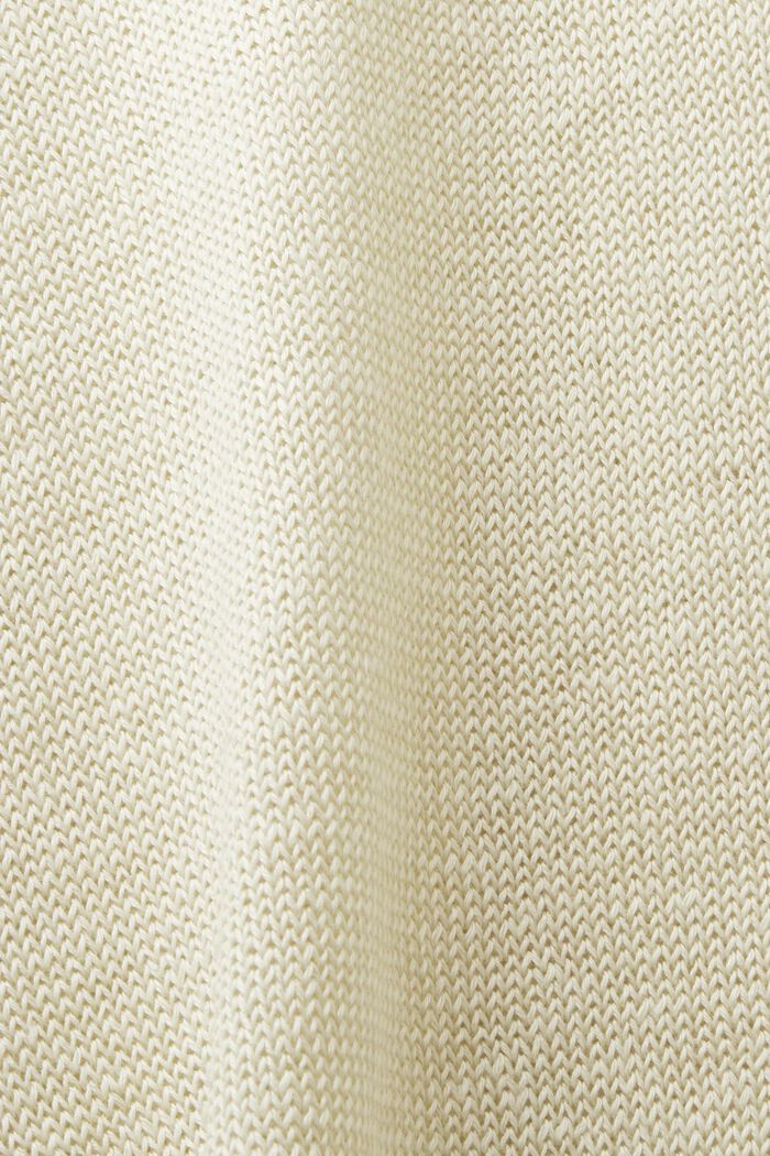 Lniany sweter z okrągłym dekoltem, CREAM BEIGE, detail image number 4