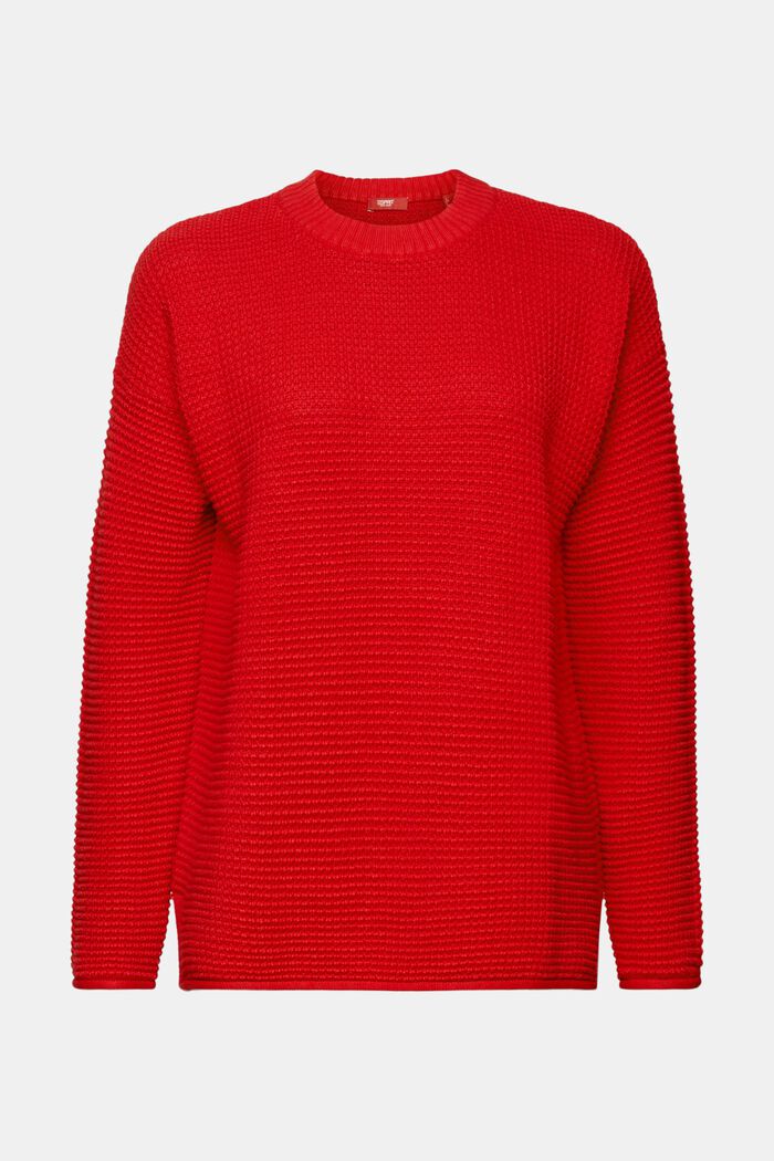 Sweter z fakturalnej dzianiny, DARK RED, detail image number 6