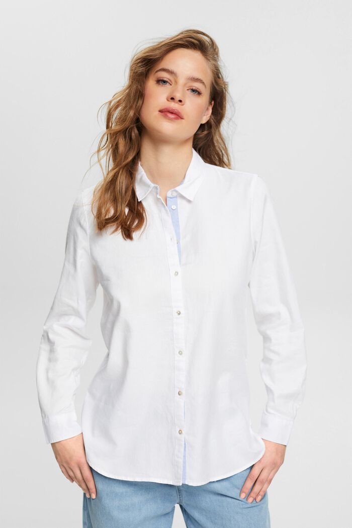 Bluzka koszulowa ze 100% bawełny, WHITE, detail image number 0