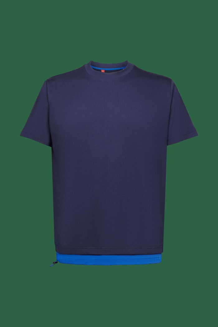 T-shirt z bawełnianego dżerseju ze ściąganym sznurkiem, DARK BLUE, detail image number 5
