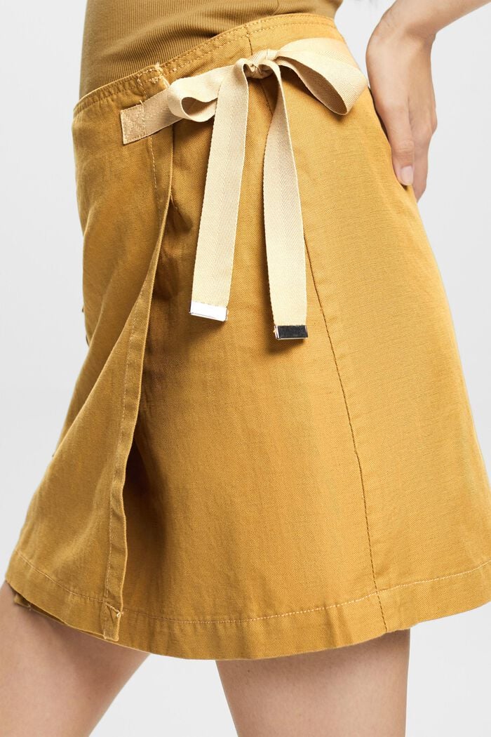 Spódnica kopertowa mini, mieszanka bawełny i lnu, TOFFEE, detail image number 2