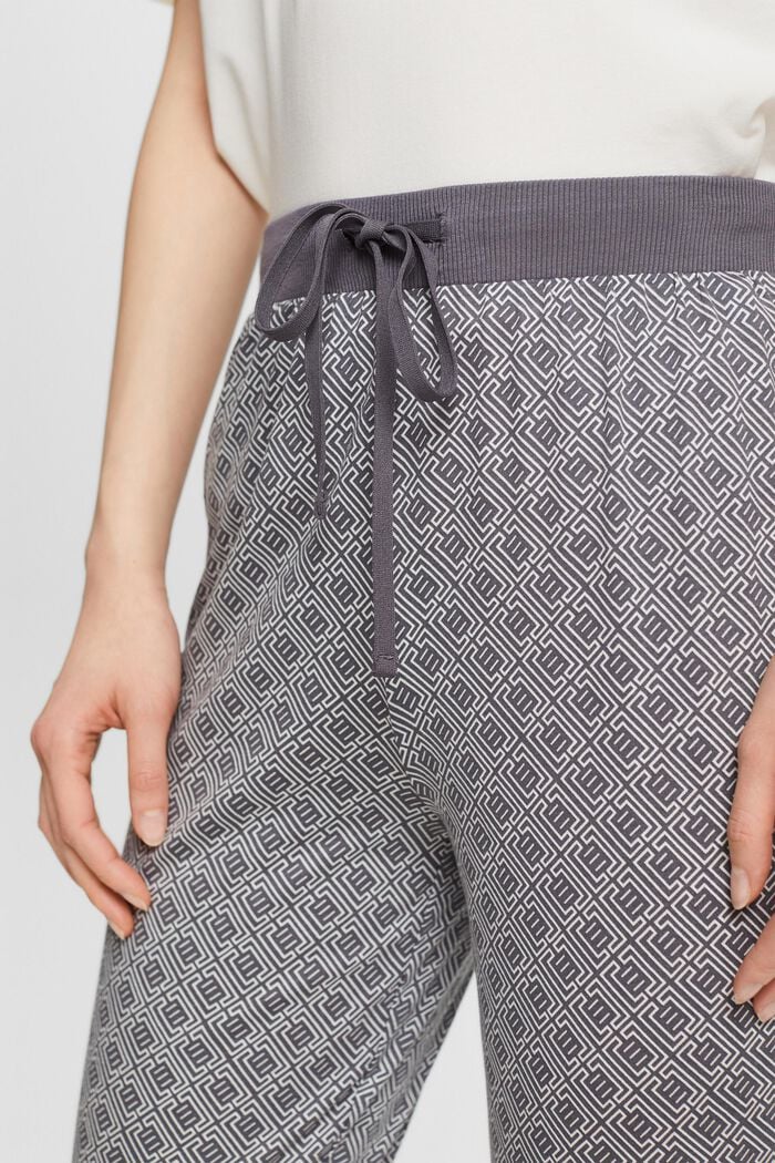 Dżersejowe spodnie od piżamy z nadrukiem, DARK GREY, detail image number 4