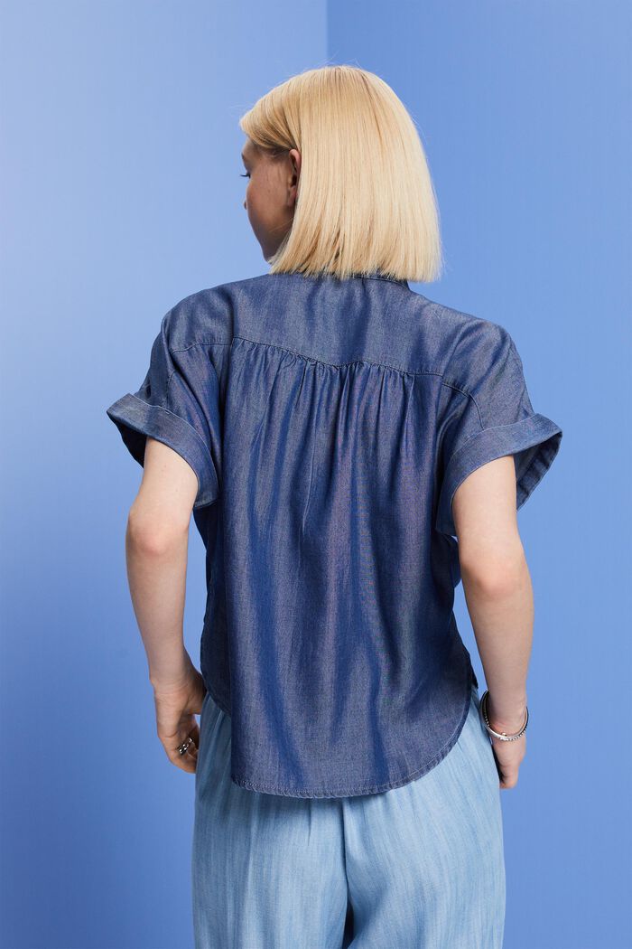Oversizowa bluzka koszulowa, TENCEL™, BLUE DARK WASHED, detail image number 3