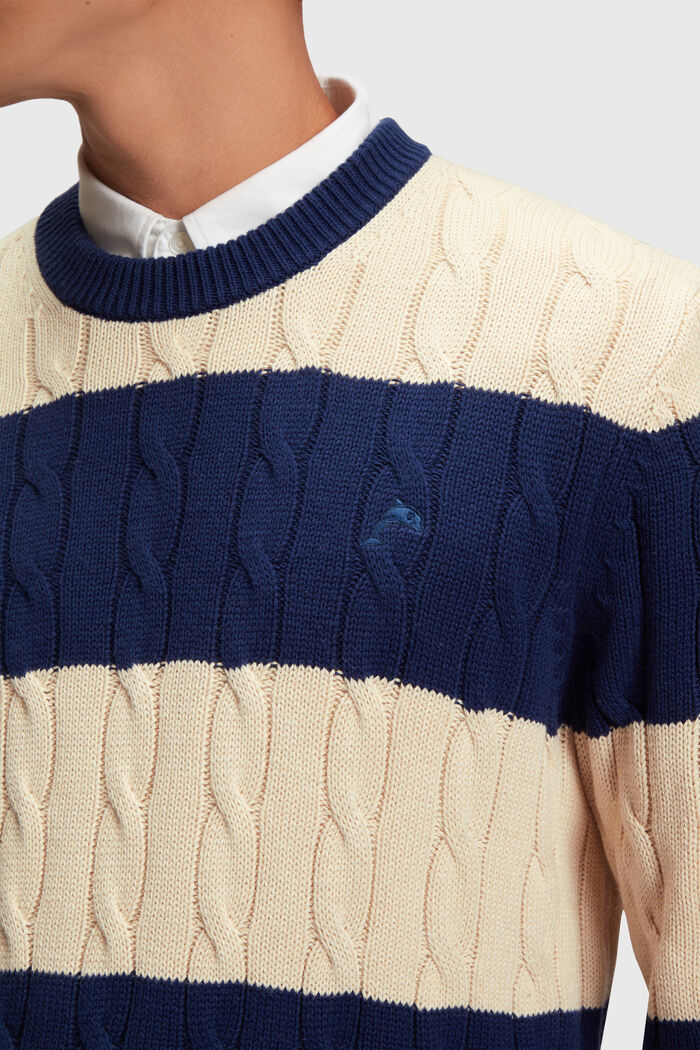 Pasiasty sweter w warkocze, SAND, detail image number 2