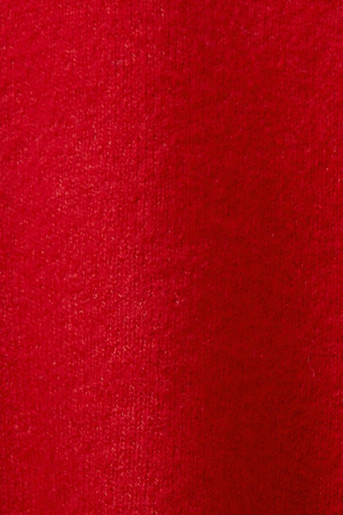 Dzianinowy sweter z szerokimi rękawami, DARK RED, detail image number 5