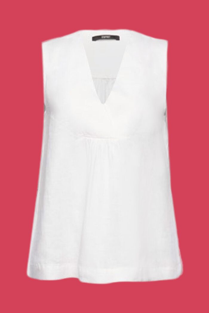 Lniana bluzka bez rękawów, WHITE, detail image number 6