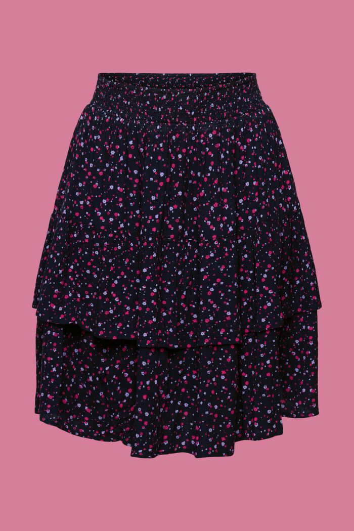 Fakturowana, kwiatowa spódnica mini, NAVY, detail image number 5