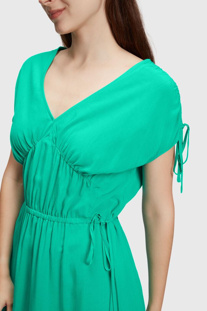 Sukienka z dekoltem w serek Rayon silk, GREEN, detail image number 2