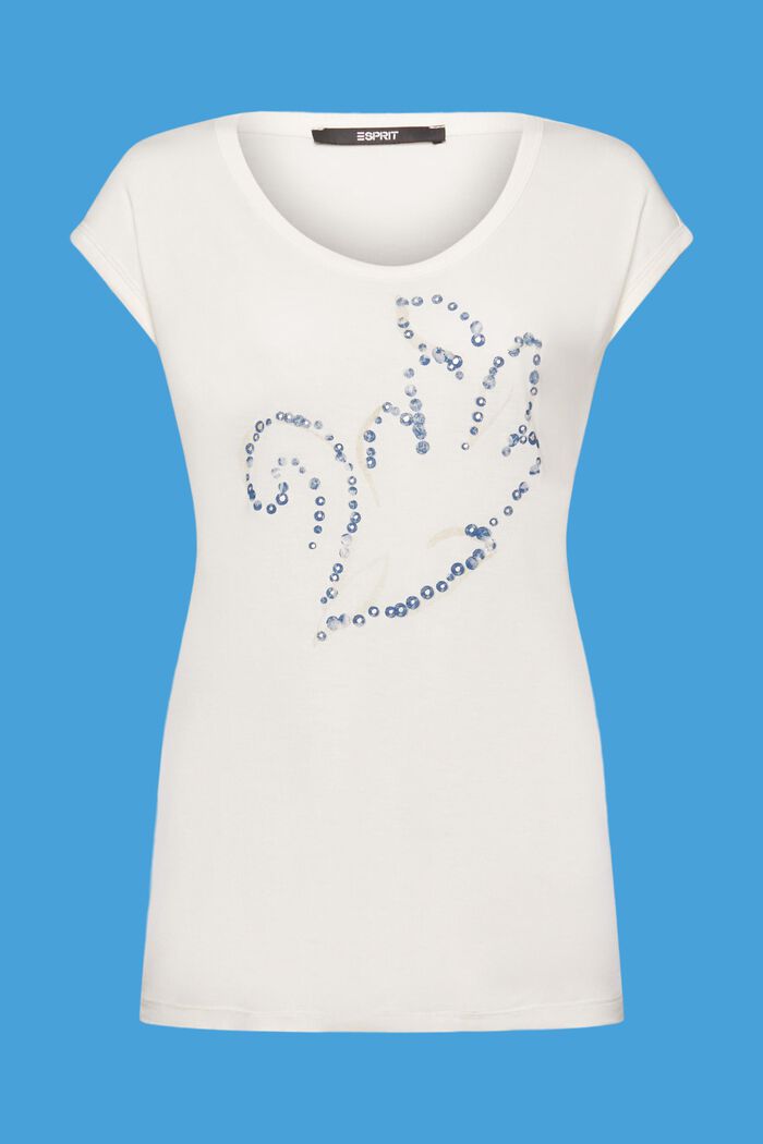 T-shirt z detalami z cekinami, LENZING™ ECOVERO™, ICE, detail image number 6