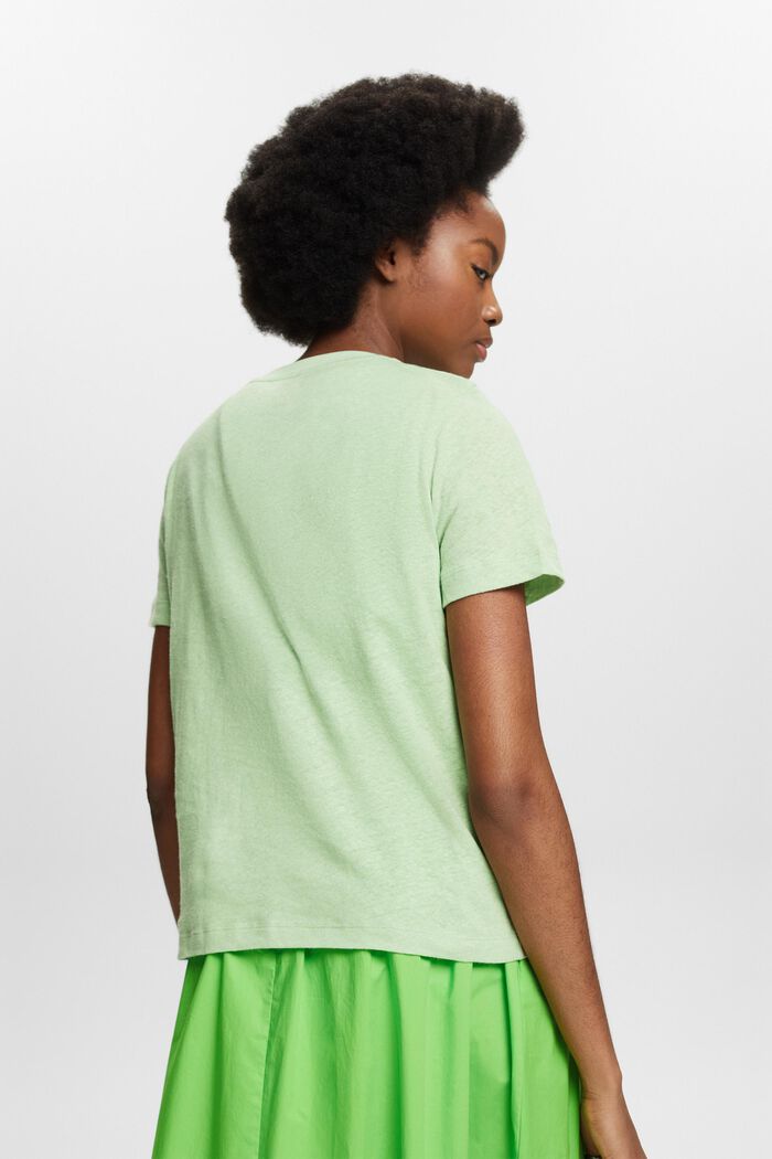 T-shirt z bawełny i lnu, LIGHT GREEN, detail image number 2