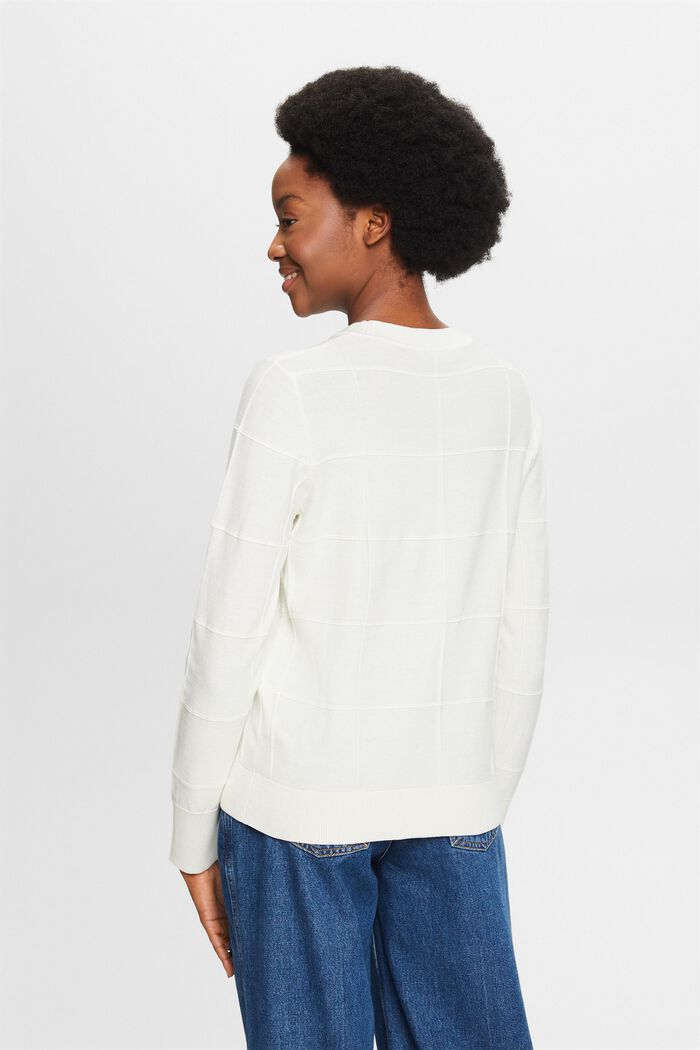 Sweter w fakturalną kratę, OFF WHITE, detail image number 2