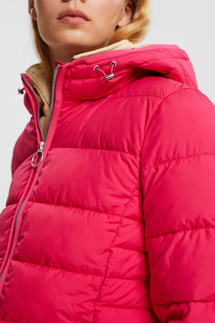 Pikowana kurtka z podszewką w kontrastowym kolorze, PINK FUCHSIA, detail image number 0