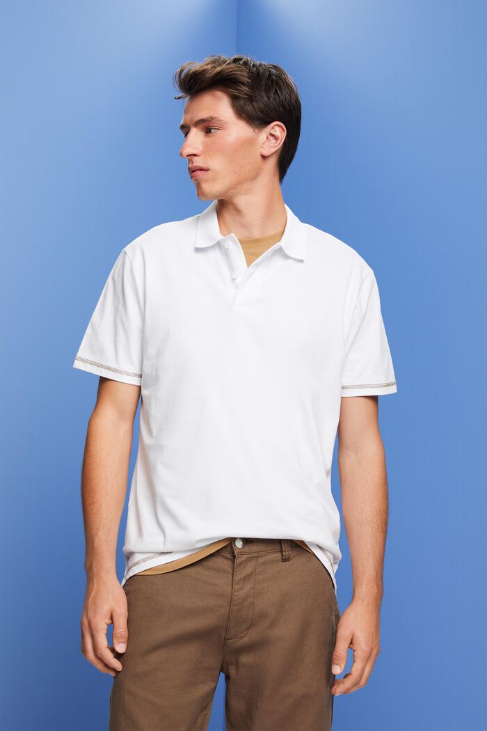 Dżersejowa koszulka polo, 100% bawełny, WHITE, detail image number 0