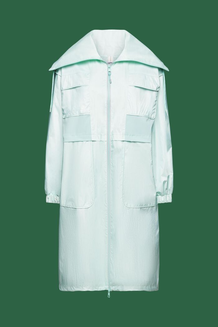 Nieprzemakalny płaszcz z ripstopu ze stójką, LIGHT AQUA GREEN, detail image number 6