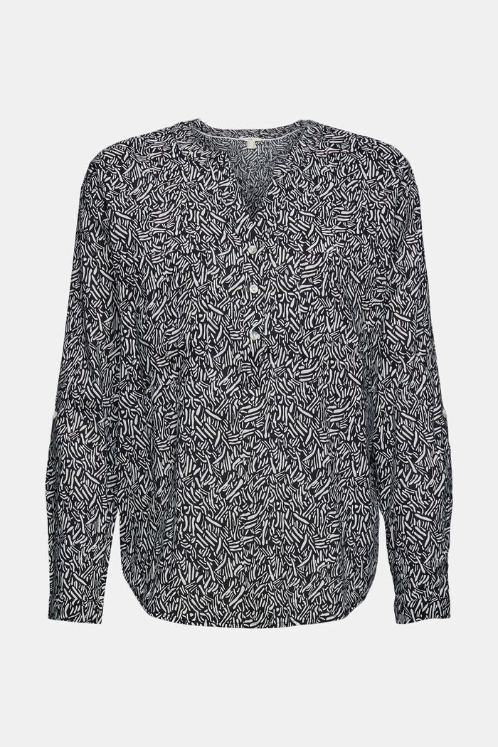 Wzorzysta bluzka z dekoltem kielichowym, BLACK, detail image number 5