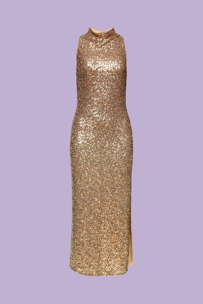Sukienka maxi z cekinami, GOLD, detail image number 7