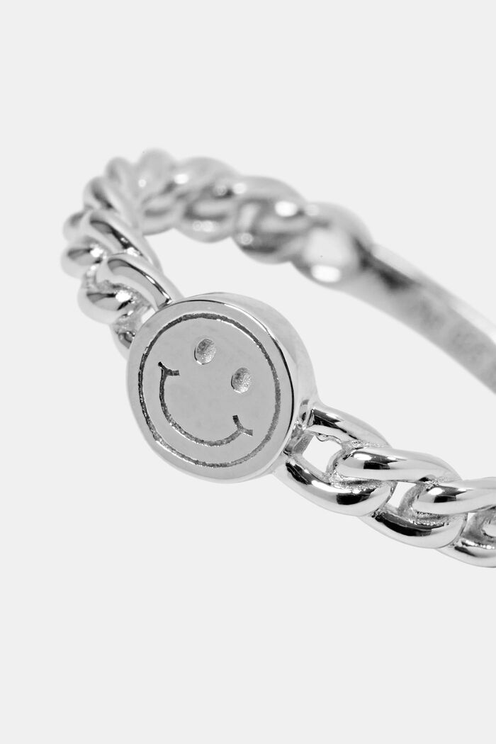 Pierścionek z łańcuszka smiley, srebro sterling, SILVER, detail image number 1